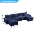thumbnail image 2 of CECER 156'' U Shaped Sectional Sofa with Movable Ottomans, Chenille Modular Cloud Couch Sectionals, Deep Seat Couches for Living Room - Blue, 2 of 10