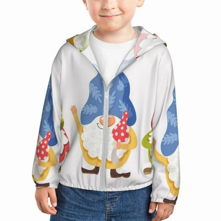 

Gaeub Autumn Funny Gnomes Print Athletic Sun Protection Hoodie for Kids Long Sleeve Outdoor UV Shirt Running Fishing Top for Boys Girls-3 Years