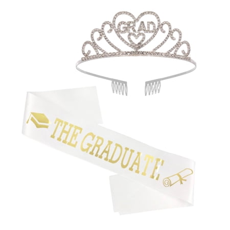 QASIEATN Graduation Season Crown Shoulder Strap Set Graduation Headwear Ribbon Set Daily Wear Casual Accessories Wraps for Women