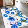 thumbnail image 2 of Watercolor Plant Area Rugs 3x5 ft Blue Poppy Floral Decoration Washable Rug Non Slip Indoor Carpet Absorbent Floor Mat for Living Room Bedroom Dining Room, 2 of 9