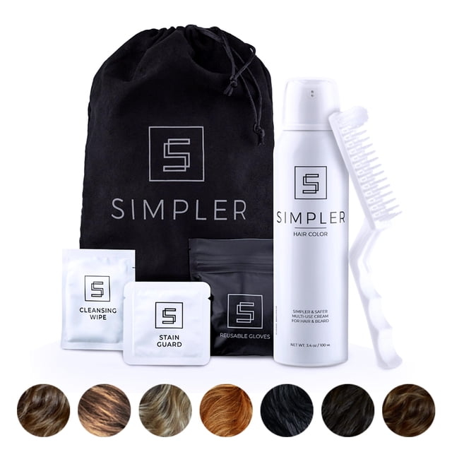 Kit de coloración de cabello SIMPLER para hombre, cobertura total de gris, marrón medio