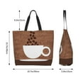 thumbnail image 5 of Pofeuu Coffee Cafe Cup Print Reusable Grocery Bags - Washable, Foldable, Packable Tote, Large Handles, Heavy Duty, Zippered Top Pouch, 5 of 8