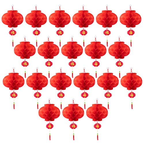 Mobestech 6Pcs Lanterne en Papier Rouge pour Le Nouvel an Chinois Festival Du Printemps Décoration Événements de Célébration