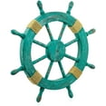 thumbnail image 3 of Cane Green Wooden Ship Wheel | Nautical Pirate's Nursery Decor Wall Hanging Ideas | Antique Vintage Rope Stylish Minimalist Decoration | Captain Maritime Ocean Themed Home Decor Gift (24 Inches), 3 of 3