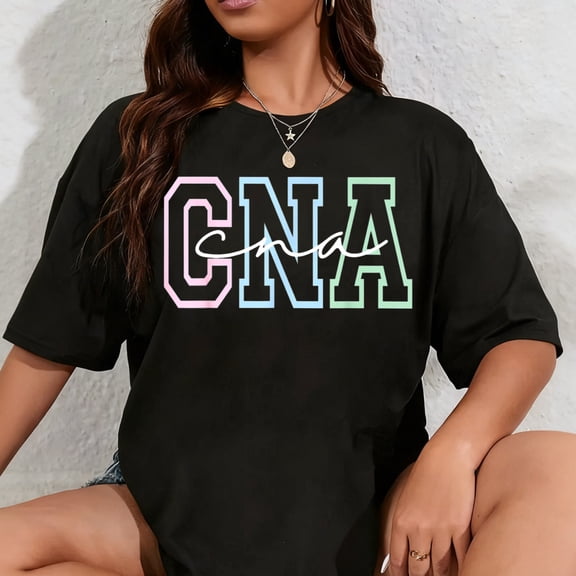 100% Cotton Women CNA Shirt for Nursing Assistants Healthcare RN T-Shirt