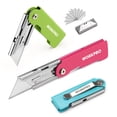 thumbnail image 1 of Juego de cuchillos multiusos WORKPRO plegable con 10 cuchillas adicionales, paquete de 3, 1 of 9
