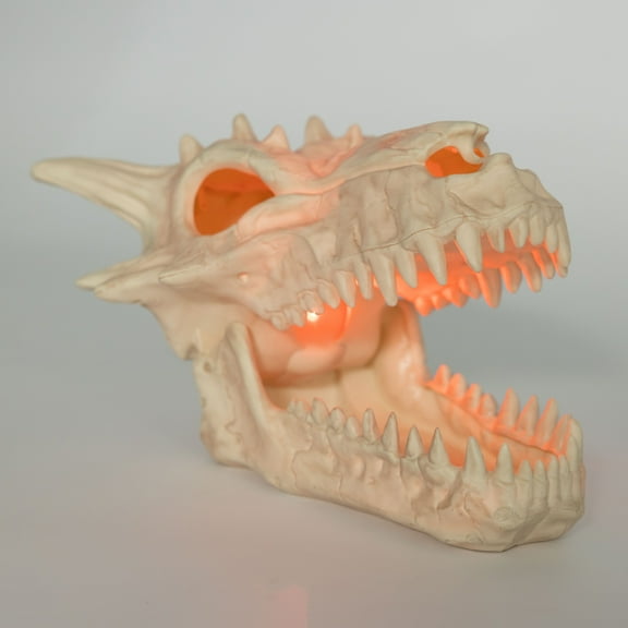 Seasons LED Dragon Skull Halloween Decoration, Color Changing Red Yellow Orange Lights for Crazy Bonez Skeleton Line