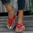 thumbnail image 2 of Platform Flip Flops for Women 2026 Comfortable Wide Width Dressy Soft Toe Wedge Sandals Lightweight Casual Summer Shoes 1-Red Size 5.5, 2 of 6