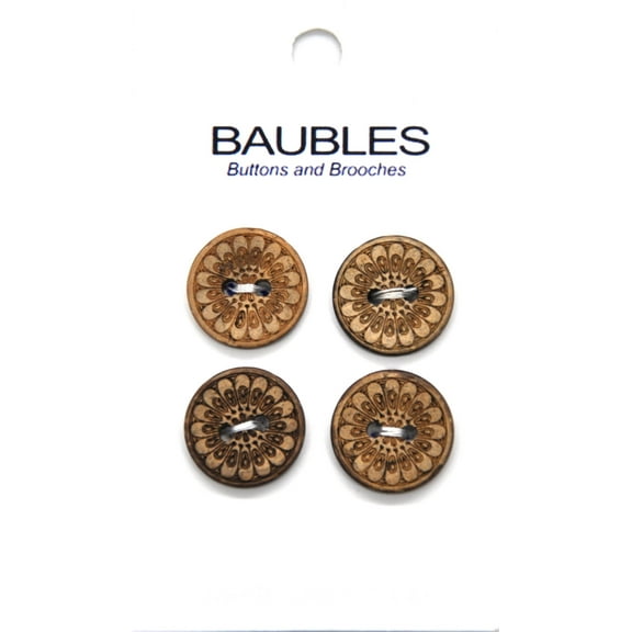 Belagio Coconut Sunflower Buttons, Brown, Sewing Fasteners, 4 Pieces