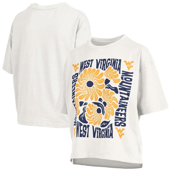 Women's Pressbox White West Virginia Mountaineers Elena Oversized Slub T-Shirt