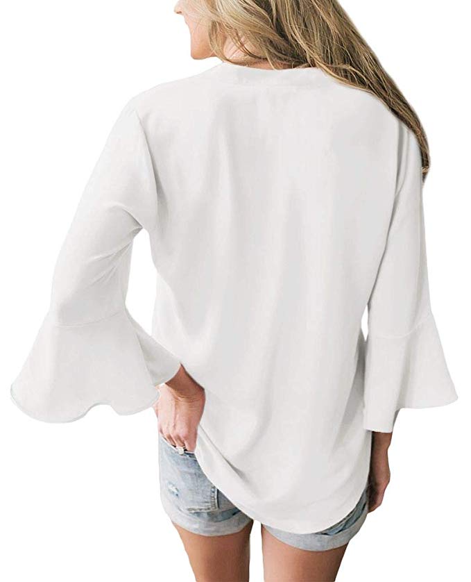 Bell Sleeve Chiffon Blouse | Walmart 