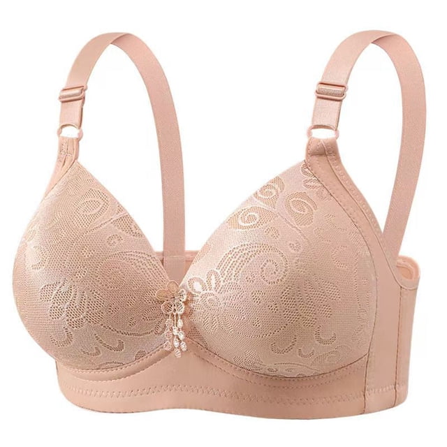 Abcnature Women Daily Comfort Bras Embroidery Thin Style Ventilate Back Buckle Bras without Steel Rim
