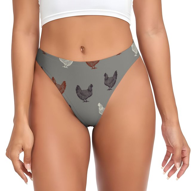 Balery Rooster Tangas de Algodón para Mujer con Estampado – Ropa Interior Sexy, Transpirable, G-string-X-Small
