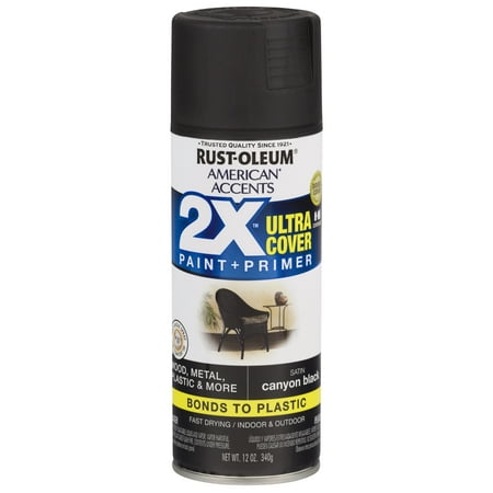 Refinishing Outdoor Furniture Metal (3 Pack) Rust-Oleum American Accents Ultra Cover 2X Satin Canyon Black Spray Paint and Primer in 1, 12 oz ()