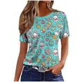 thumbnail image 4 of cocolona Easter Shirts for Women Summer Crew Neck Short Sleeve Bunny Eggs Print Tops Cute Graphic Tees, 4 of 5