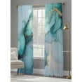 thumbnail image 4 of Turquoise Gold Marble Sheer Curtains 96 Inch Length 2 Panels Set, Abstract Teal Modern Geometric Voile Window Treatment Semi Sheer Long Curtains Drapes for Bedroom/Living Room/Kitchen 52"x96"x2, 4 of 7