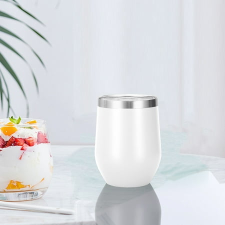 

Djiypn 12oz U-shape Mug Double Layer Vacuum Mini Insulated Mug 304 Stainless Steel Red Wine U-shape Mug Stainless steel White