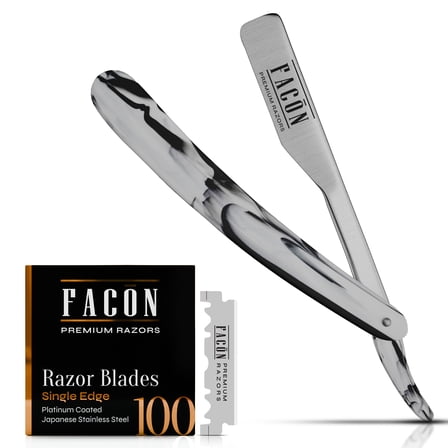 100 BLADES   Facón Professional Marble Straight Edge Barber Razor - Salon Quality Cut Throat Shavette