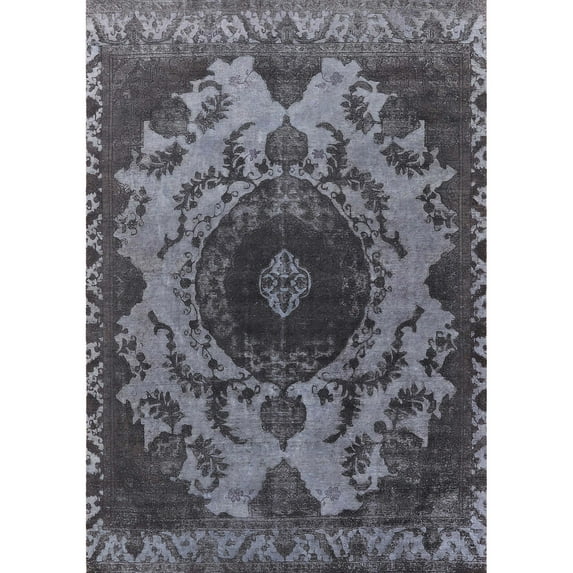 Ahgly Company Machine Washable Indoor Rectangle Industrial Modern Light Black Area Rugs, 7' x 9'