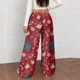 thumbnail image 4 of Women's Casual Fashion Wide-Leg Pants with Christmas Print - Elastic Waist, Loose & Fleece-Lined, Burgundy, Size XXL, 4 of 5