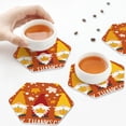 thumbnail image 7 of Pofeuu Happy Thanksgiving Three Gnomes Print Leather Coasters Set of 6, Round Cups Mugs Mat Pad for Home Kitchen Heat Resistant Drink Coasters,Hexagon, 7 of 7