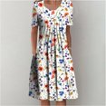 thumbnail image 3 of Vestido De Mujer Vestidos casuales florales Vestido plisado de verano suave para fiesta navideña (Naranja XL) Cgtredaw para Mujer Naranja T S, 3 of 6