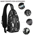 thumbnail image 2 of Sling Backpack,Black Halloween Witchy Symbols Crossbody Bag with Water Bottle Holder,Waterproof Sling Bag for Men/Women with Chest Phone Holder for Hiking,Travel, 2 of 6
