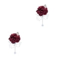 thumbnail image 2 of Bewildely Elegantes broches de boda, además de atuendo formal, ramillete de poliéster duradero y duradero Winered vino rojo 2Conjunto, 2 of 6
