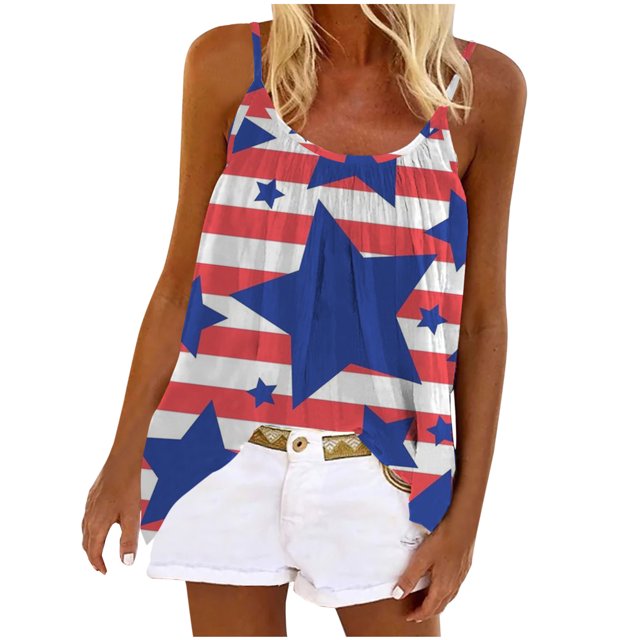 Birdeem Mode Femmes Été Col Rond Sans Manches Imprimé Décontracté Camisole Blouse