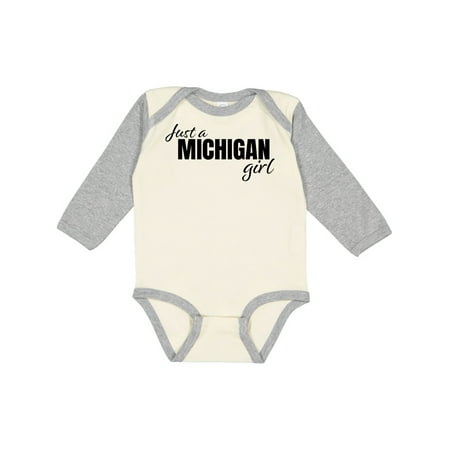 

Inktastic Just a Michigan Born and Raised Gift Baby Girl Long Sleeve Bodysuit