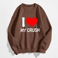 thumbnail image 2 of Bmisegm Sweat à Capuche Imprimé pour Femmes Col Rond Manches Longues Pull Décontracté pour Femmes Café TTG, 2 of 3