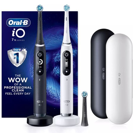 Oral-B iO Series 7 Electric Toothbrush, Black & White Alabaster (2 Pack)