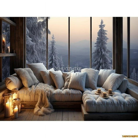 Merry Christmas Background Cosy Living Room With Xmas Tree ration Snow New Year Winter Holiday Photography Backdrops XM-07