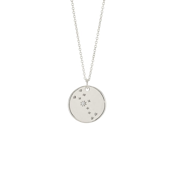 Sterling Silver Celestial Horoscope Astrology Zodiac Taurus Star Constellation Coin Necklace