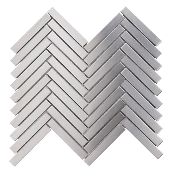 Modket TDH388SS Brushed Nickel Stainless Steel Metallic Metal Herringbone Mosaic Tile Backsplash