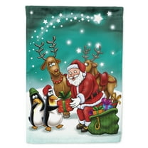 Carolines Treasures APH3872GF Santa Claus Christmas with the penguins Flag Garden Size Small multicolor