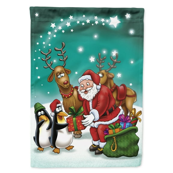 Carolines Treasures APH3872GF Santa Claus Christmas with the penguins Flag Garden Size  Small multicolor
