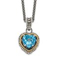 thumbnail image 4 of Auriga Fine Jewelry 925 Sterling Silver 9 mm with 14K Accent Antiqued Blue Topaz Heart Necklace 18" for Women, 4 of 6
