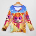 thumbnail image 3 of Super Kitties Womens T Shirts V Neck Long Sleeve Tops Causal Loose Summer T-Shirts S, 3 of 7