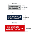 thumbnail image 2 of PLEASE USE OTHER DOOR Sign - (Right Arrow) (Red) - Small 2" x 6", 2 of 5