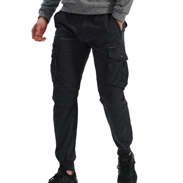 Kmbangi Men Casual Pants, Solid Color Tied Middle Waist Trousers, 8 Colors