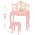 thumbnail image 1 of Costway Kids Vanity Set Princess Vanity Table & Chair Set with Lighted Mirror Pink, 1 of 10