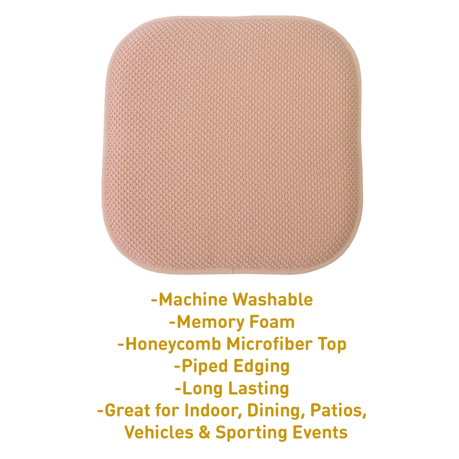 Memory Foam Honeycomb Non-Slip Back 16" x 16" Chair Cushion Pad 2, 4, 6, 12 Pack