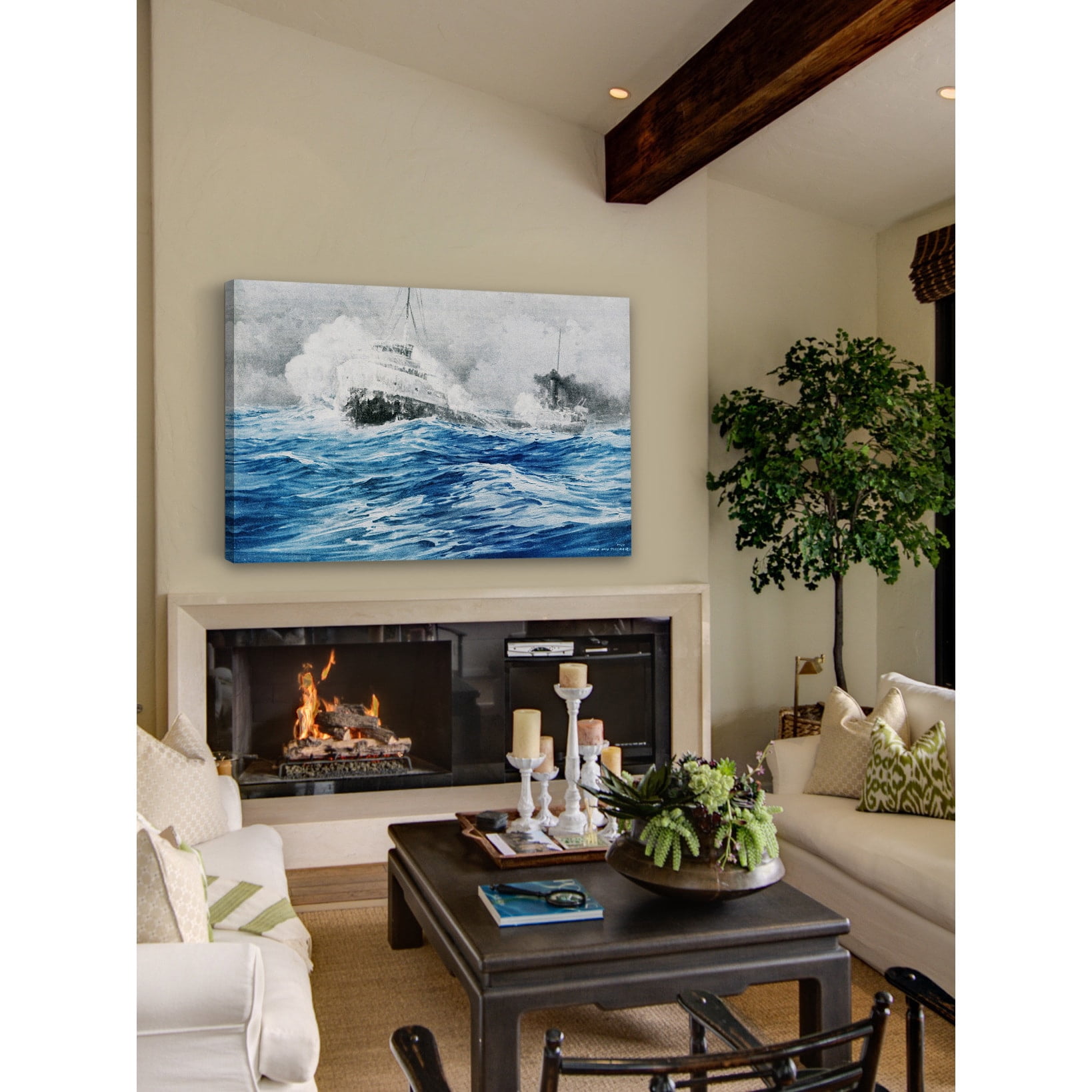 "Smashing Through Waves" Painting Print on Wrapped Canvas