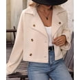thumbnail image 6 of Cropped Trench Coat for Women Double Breasted Long Sleeve Work Office Business Casual Fall Short Jackets Color S, 6 of 9