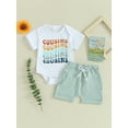 thumbnail image 3 of WIFORNT Baby Shorts Set, Short Sleeve Crew Neck Letters Print Romper with Shorts 2-piece Outfit, 3 of 7