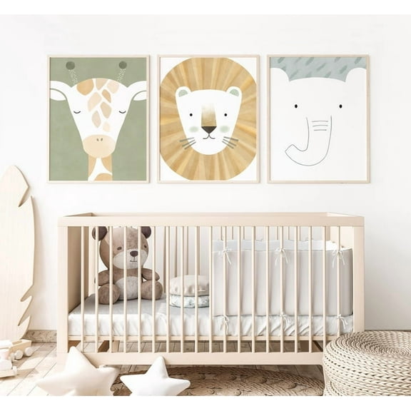 Nemo and Her Safari Nursery Art Print Set of 3, Nursery Wall Art Picture, Animal Wall Decor Wall Art Kids, Nursery Safari Artwork for Bedroom