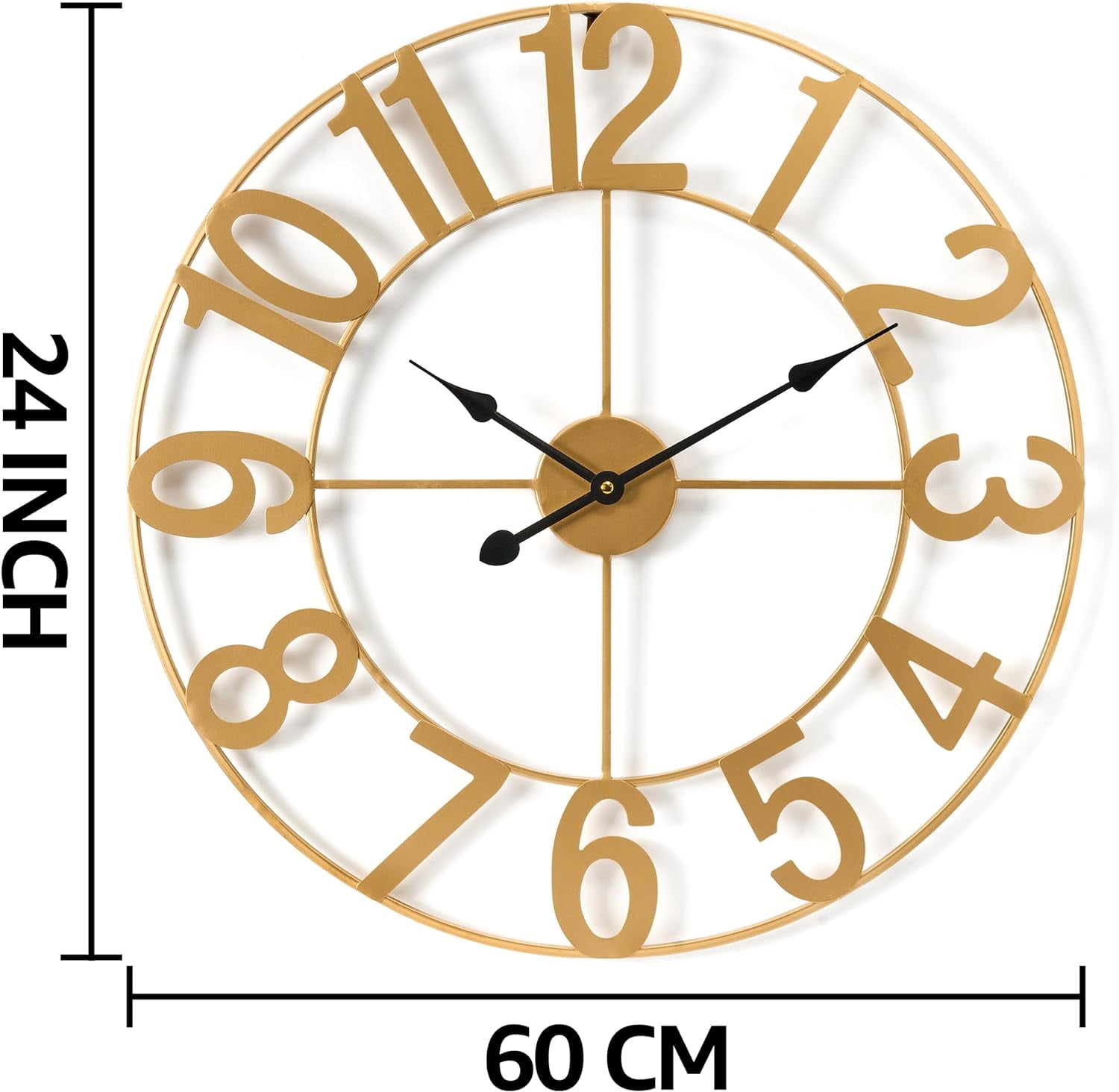 Sorbus 24in Large Wall Clock, Analog Battery Operated, Gold, Living Room & Kitchen