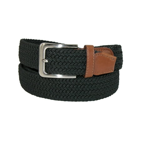 Men's Big & Tall Elastic Braided Belt with Silver Buckle and Tan (Best Utv For Big Guys)