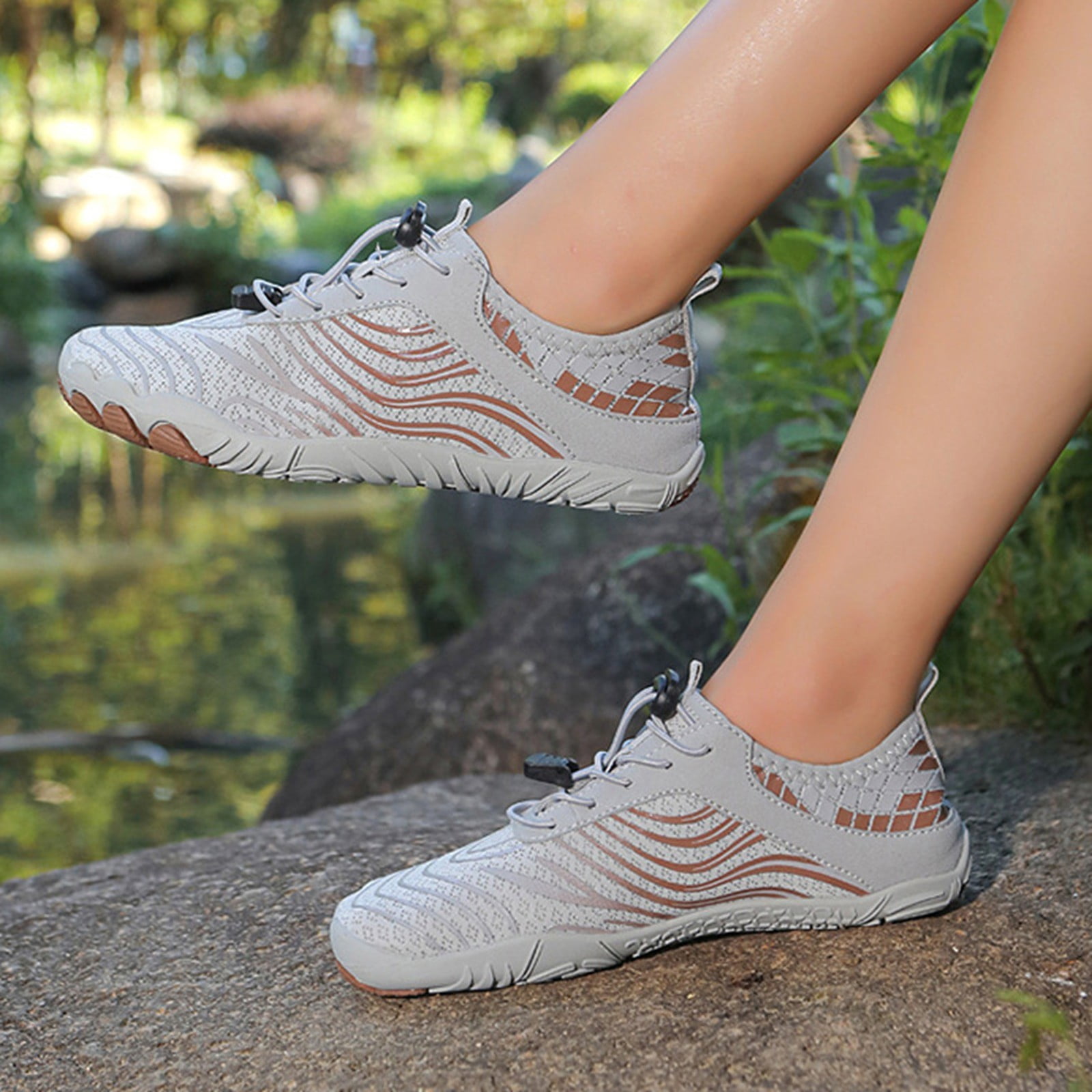 Win s Way Women's Barefoot Water Shoes, Minimalist Toe Sock Mesh Sneakers for Hiking & Fitness